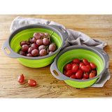 Maxbell Collapsible Colander Strainer Kitchen Fruit Filter Basket Round Green S + L