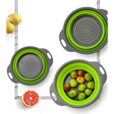 Maxbell Collapsible Colander Strainer Kitchen Fruit Filter Basket Round Green S + L