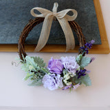 Maxbell 2pcs Rattan Artificial Flower Wreath Front Door Wreath Wedding Decor Purple