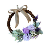 Maxbell 2pcs Rattan Artificial Flower Wreath Front Door Wreath Wedding Decor Purple