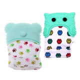 Maxbell 2Pcs Baby Silicone Teething Mitten Glove Owl Shape Wrapper Sound Teether Toy