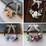 Maxbell 2pcs Rattan Artificial Flower Wreath Front Door Wreath Wedding Decor