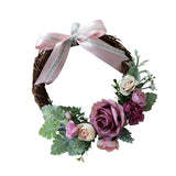 Maxbell 2pcs Rattan Artificial Flower Wreath Front Door Wreath Wedding Decor