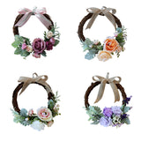 Maxbell 2pcs Rattan Artificial Flower Wreath Front Door Wreath Wedding Decor