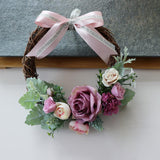 Maxbell 2pcs Rattan Artificial Flower Wreath Front Door Wreath Wedding Decor