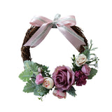 Maxbell 2pcs Rattan Artificial Flower Wreath Front Door Wreath Wedding Decor