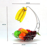 Maxbell 2 in 1 Chrome Banana Hanger Fruit Bowl Tree Holder Storage Basket Fruit Bowl