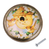 Maxbell 5-set Round Birds Painting Cabinet Knob Door Pulls for Cupboard Dresser