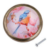 Maxbell 5-set Round Birds Painting Cabinet Knob Door Pulls for Cupboard Dresser