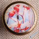 Maxbell 5-set Round Birds Painting Cabinet Knob Door Pulls for Cupboard Dresser