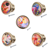 Maxbell 5-set Round Birds Painting Cabinet Knob Door Pulls for Cupboard Dresser