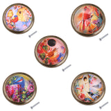 Maxbell 5-set Round Birds Painting Cabinet Knob Door Pulls for Cupboard Dresser