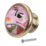 Maxbell 5-set Round Birds Painting Cabinet Knob Door Pulls for Cupboard Dresser