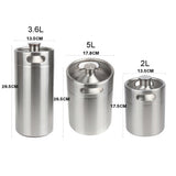 Maxbell Stainless Steel Mini 2L+5L Keg And Beer Growler Spear Taps Dispenser