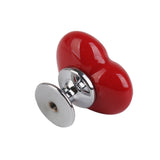 Maxbell 50Pcs Heart Shaped Ceramic Door Drawer Bin Handle Pull Knob Hardware Red S