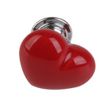 Maxbell 50Pcs Heart Shaped Ceramic Door Drawer Bin Handle Pull Knob Hardware Red S