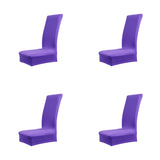 Maxbell 4Pcs Solid Color Polyester Spandex Dining Stool Chair Cover Slipcover Purple