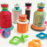 Maxbell 28 Pieces Mixed Colors Silicone Bobbin Holders Clips Clamp Thread Spool Hugger Sewing Tools