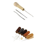 Maxbell 18 Pieces Waxed Sewing Thread Spools Sewing Needles Stitching Awl Thimble Tools Kit