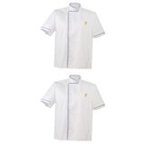 Maxbell Women Men's White Chef Uniform Short Sleeves Shirt Food Service Uniform Pack of 2 M/L