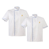 Maxbell Women Men's White Chef Uniform Short Sleeves Shirt Food Service Uniform Pack of 2 M/L