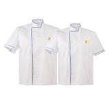 Maxbell Women Men's White Chef Uniform Short Sleeves Shirt Food Service Uniform Pack of 2 M/L