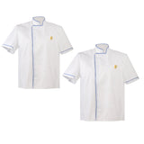 Maxbell Women Men's White Chef Uniform Short Sleeves Shirt Food Service Uniform Pack of 2 M/L