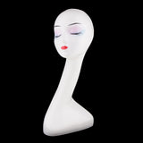 Maxbell 2 Pieces Female Mannequin Manikin Head Model Wig Glasses Hat Display Stand Long Neck