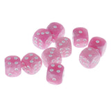 Maxbell 10pcs/Pack Plastic Six Sided Dice D6 for Party Bar Game Accessory Pink