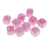 Maxbell 10pcs/Pack Plastic Six Sided Dice D6 for Party Bar Game Accessory Pink