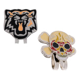 Maxbell 2 Pieces Alloy Stylish Tiger Skull Magnetic Golf Ball Marker Clip On Golf Cap Visor Golf Accessory Gift