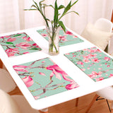 Maxbell 4 Pieces Washable Cotton Linen Floral Pattern Heat Insulation Placemats Kitchen Dining Table Place Mats