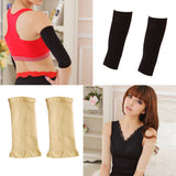 Maxbell 2 Pair Women Sauna Upper Arm Shapewear Slimmer Shaper Sleeves Wraps - Black / Skin Color - One Size