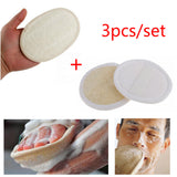 Maxbell 2pcs Natural Loofah Sponge Round Face Clean Pads + Oval Body Bath Shower Massage Scrubber Brushes