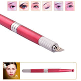 Maxbell Professional Fashion Phot Eyebrow Tattoo Pen Permanent Makeup Microblading Manual Tool + 50pcs 12 Pin Microblading Needles