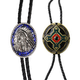 Maxbell 2 Pieces Indian Chief of A Tribe Totem Western Cowboy Rodeo Bolo Tie Necktie