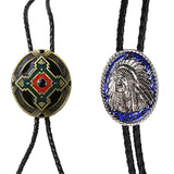 Maxbell 2 Pieces Indian Chief of A Tribe Totem Western Cowboy Rodeo Bolo Tie Necktie