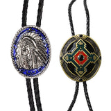 Maxbell 2 Pieces Indian Chief of A Tribe Totem Western Cowboy Rodeo Bolo Tie Necktie