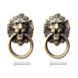 Maxbell 2xRetro Lion Head Pull Handle Door Cabinet Dresser Drawer Knob Antique Brass