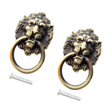 Maxbell 2xRetro Lion Head Pull Handle Door Cabinet Dresser Drawer Knob Antique Brass