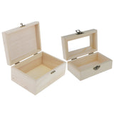 Maxbell 2 Pieces Unfinished Plain Wooden Jewellery Jewlry Box Keepsake DIY Findings