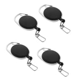 Maxbell 4 Pieces Heavy Duty Retractable Carabiner Badge Tinker Reels 60cm Pull Wire with Metal Key Ring Clip Black