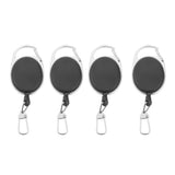 Maxbell 4 Pieces Heavy Duty Retractable Carabiner Badge Tinker Reels 60cm Pull Wire with Metal Key Ring Clip Black