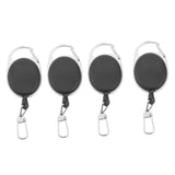 Maxbell 4 Pieces Heavy Duty Retractable Carabiner Badge Tinker Reels 60cm Pull Wire with Metal Key Ring Clip Black