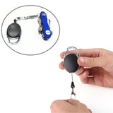 Maxbell 4 Pieces Heavy Duty Retractable Carabiner Badge Tinker Reels 60cm Pull Wire with Metal Key Ring Clip Black