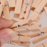 Maxbell 100 Pieces Wooden Red Heart Adhesive Stickers& 100 Pieces Wood Pegs Pins for DIY Craft