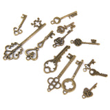 Maxbell 26 Pieces Retro Mixed Key Shape Charms Antique Bronze Alloy Pendants Findings Craft