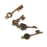 Maxbell 26 Pieces Retro Mixed Key Shape Charms Antique Bronze Alloy Pendants Findings Craft