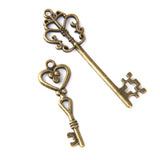 Maxbell 26 Pieces Retro Mixed Key Shape Charms Antique Bronze Alloy Pendants Findings Craft