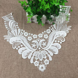 Maxbell 2 Pieces White Fabric Flower Lace Collar Sewing Applique DIY Detachable Necklace